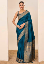 Load image into Gallery viewer, Teal Silk Saree With Blouse