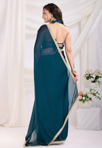 Load image into Gallery viewer, Teal Silk Saree With Blouse