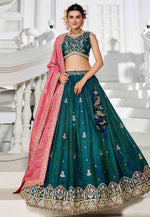 Load image into Gallery viewer, Teal Tissue Lehenga Choli