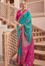 Load image into Gallery viewer, Turquoise Silk Saree With Blouse