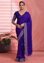 Load image into Gallery viewer, Violet Chiffon Saree With Blouse