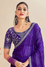 Load image into Gallery viewer, Violet Chiffon Saree With Blouse