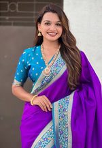 Load image into Gallery viewer, Violet Silk Paithani Saree