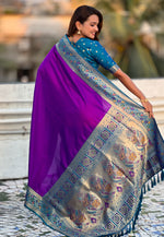 Load image into Gallery viewer, Violet Silk Paithani Saree
