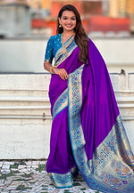 Load image into Gallery viewer, Violet Silk Paithani Saree