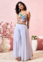 Load image into Gallery viewer, White Crepe Palazzo With Crop Top