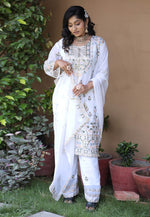 Load image into Gallery viewer, White Faux Georgette Readymade Pakistani Suit