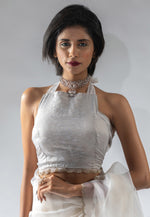 Load image into Gallery viewer, White Tissue Silk Saree With Blouse