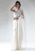 Load image into Gallery viewer, White Tissue Silk Saree With Blouse