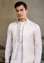 Load image into Gallery viewer, White Viscose Kurta Pajama With Jacket