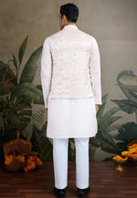 Load image into Gallery viewer, White Viscose Kurta Pajama With Jacket