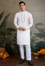Load image into Gallery viewer, White Viscose Kurta Pajama With Jacket