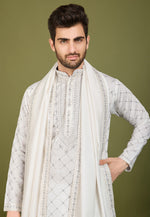 Load image into Gallery viewer, White Viscose Kurta Pajama With Stole