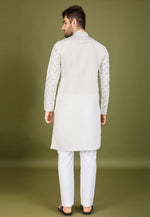 Load image into Gallery viewer, White Viscose Kurta Pajama With Stole