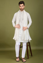 Load image into Gallery viewer, White Viscose Kurta Pajama With Stole