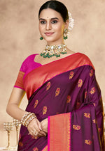Load image into Gallery viewer, Wine Art Silk Paithani Saree