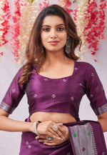 Load image into Gallery viewer, Wine Banarasi Silk Saree