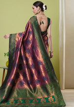 Load image into Gallery viewer, Wine Banarasi Silk Saree