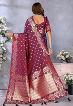 Load image into Gallery viewer, Wine Banarasi Silk Saree With Blouse