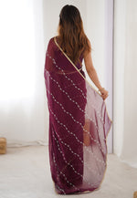 Load image into Gallery viewer, Wine Chiffon Saree With Blouse