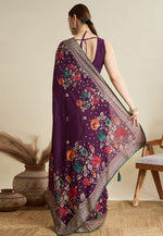Load image into Gallery viewer, Wine Cotton Saree With Blouse