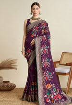 Load image into Gallery viewer, Wine Cotton Saree With Blouse