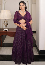 Load image into Gallery viewer, Wine Georgette Lehenga Choli