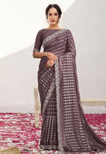 Load image into Gallery viewer, Wine Georgette Saree With Blouse