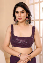 Load image into Gallery viewer, Wine Georgette Saree With Blouse