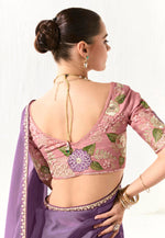 Load image into Gallery viewer, Wine Organza Saree With Blouse