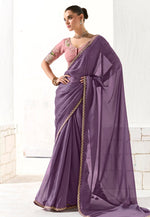 Load image into Gallery viewer, Wine Organza Saree With Blouse
