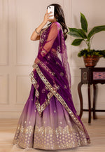 Load image into Gallery viewer, Wine Shimmer Circular Lehenga Choli