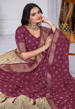 Load image into Gallery viewer, Wine Silk Circular Lehenga Choli