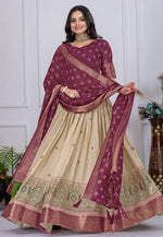 Load image into Gallery viewer, Wine Silk Circular Lehenga Choli