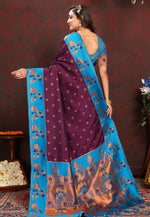 Load image into Gallery viewer, Wine Silk Paithani Saree