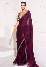 Load image into Gallery viewer, Wine Silk Saree With Blouse