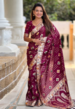 Load image into Gallery viewer, Wine Silk Saree With Blouse