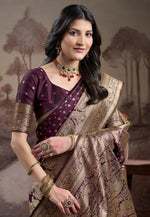 Load image into Gallery viewer, Wine Silk Saree With Blouse