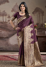 Load image into Gallery viewer, Wine Silk Saree With Blouse