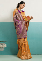 Load image into Gallery viewer, Yellow Banarasi Silk Saree