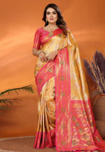 Load image into Gallery viewer, Yellow Banarasi Silk Saree