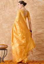 Load image into Gallery viewer, Yellow Banarasi Silk Saree