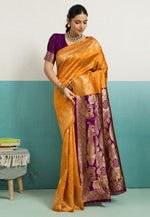 Load image into Gallery viewer, Yellow Banarasi Silk Saree With Blouse