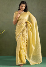 Load image into Gallery viewer, Yellow Chiffon Saree With Blouse
