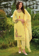 Load image into Gallery viewer, Yellow Cotton Readymade Pakistani Suit