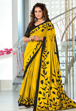 Load image into Gallery viewer, Yellow Cotton Saree With Blouse