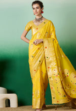 Load image into Gallery viewer, Yellow Cotton Saree With Blouse