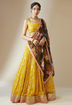 Load image into Gallery viewer, Yellow Georgette Lehenga Choli
