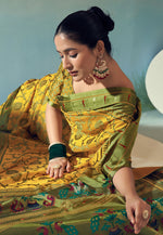 Load image into Gallery viewer, Yellow Georgette Paithani Saree