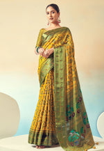 Load image into Gallery viewer, Yellow Georgette Paithani Saree